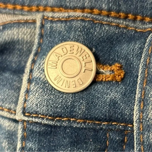 Madewell Cali Demi-Boot Size 25 Jeans Medium Blue Wash Raw Hem Distressed - Picture 8 of 12